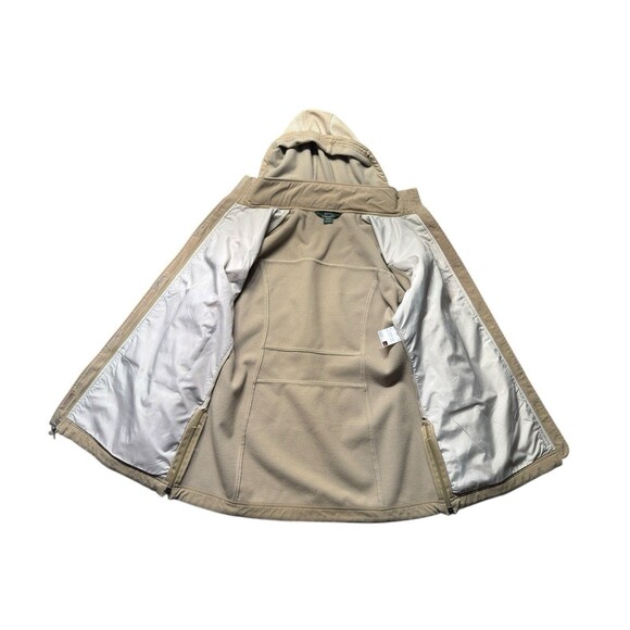 Woolrich Women’s L Softshell Hooded Jacket Beige Stone Fleece Lined Coat - Picture 3 of 16